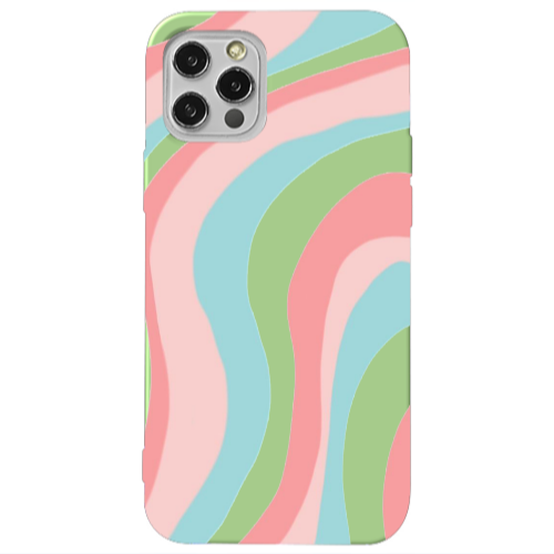 Apple iPhone 12 Pro Colored lines Light Green Colored Silicone TPU Θήκη