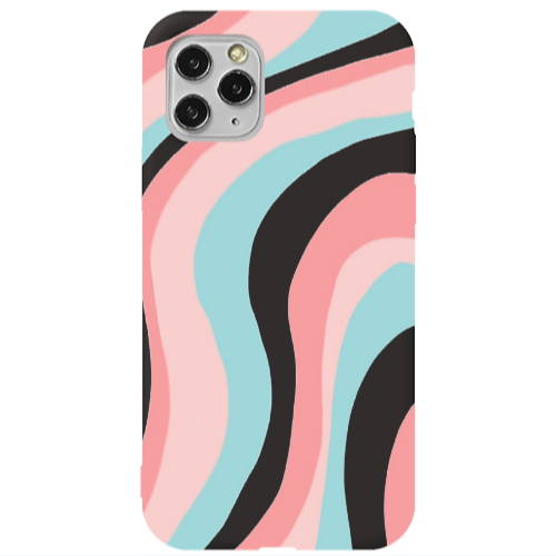 Apple iPhone 11 Pro Max Colored lines Black Colored Silicone TPU Θήκη