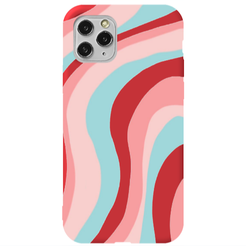Apple iPhone 11 Pro Max Colored lines Red Colored Silicone TPU Θήκη