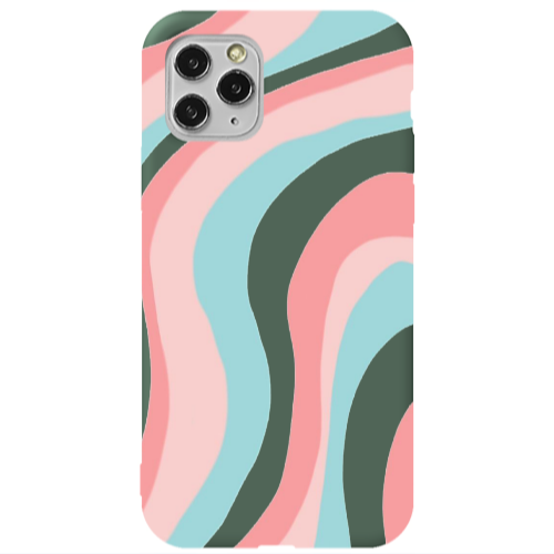Apple iPhone 11 Pro Max Colored lines Dark Green Colored Silicone TPU Θήκη