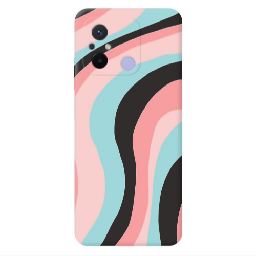 Xiaomi Redmi 12C Colored lines Black Colored Silicone TPU Θήκη