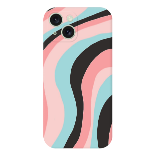 Apple iPhone 15 Colored lines Black Colored Silicone TPU Θήκη