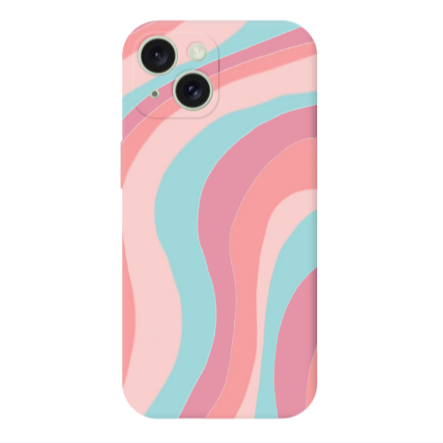 Apple iPhone 15 Plus Colored lines Pink Colored Silicone TPU Θήκη