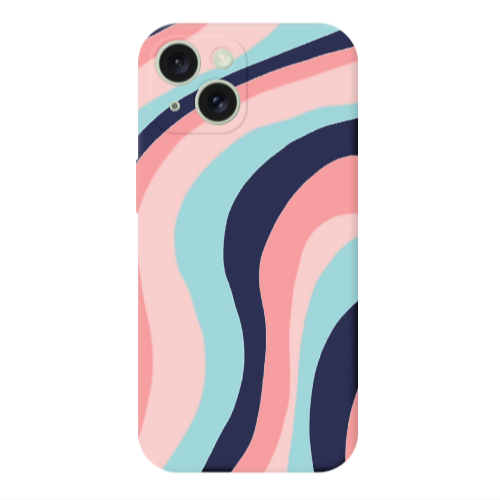 Apple iPhone 15 Plus Colored lines Dark blue Colored Silicone TPU Θήκη