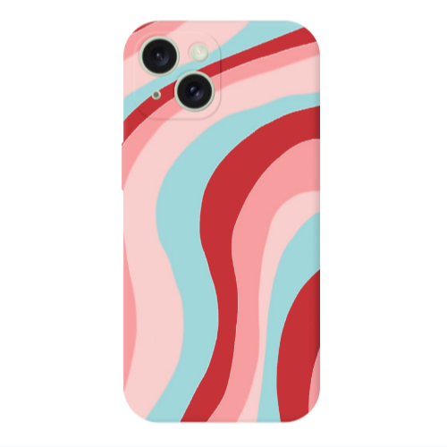 Apple iPhone 15 Plus Colored lines Red Colored Silicone TPU Θήκη