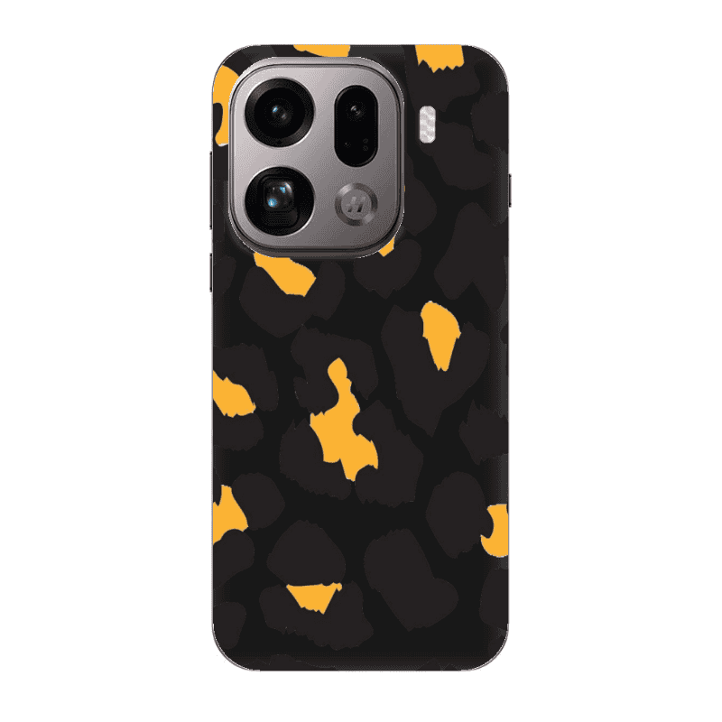 Oppo Find X9 Pro Yellow leopard Black Colored Silicone TPU Θήκη