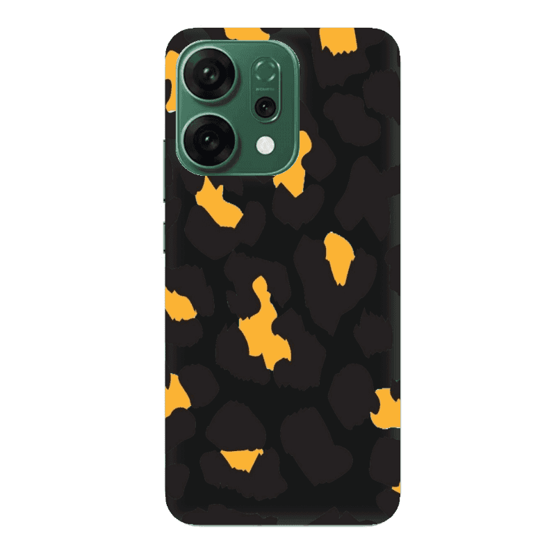 Oppo RENO 14 Yellow leopard Black Colored Silicone TPU Θήκη