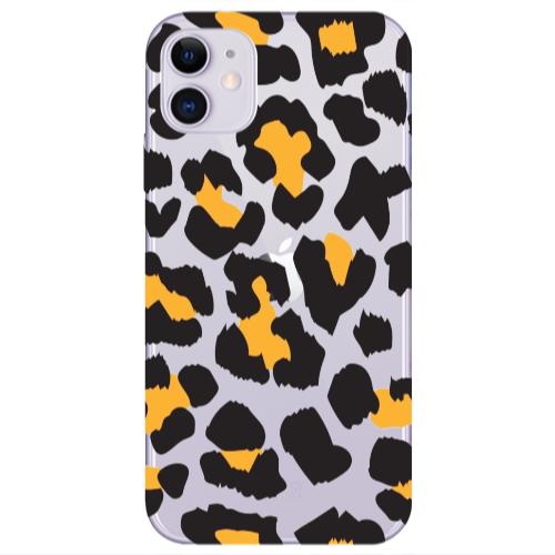 Apple iPhone 11  Yellow leopard Transparent Silicone TPU Θήκη