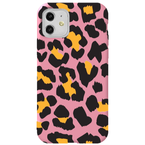 Apple iPhone 11  Yellow leopard Pink Colored Silicone TPU Θήκη