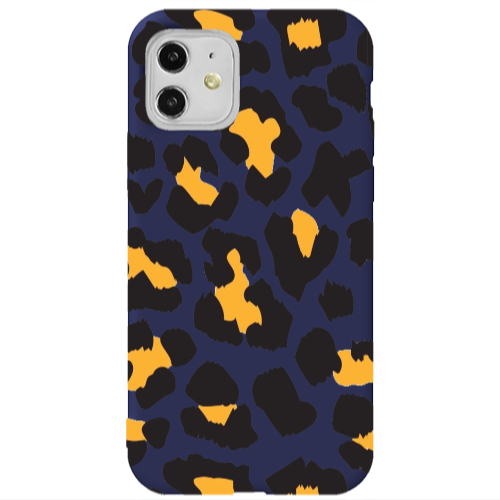 Apple iPhone 11  Yellow leopard Dark blue Colored Silicone TPU Θήκη