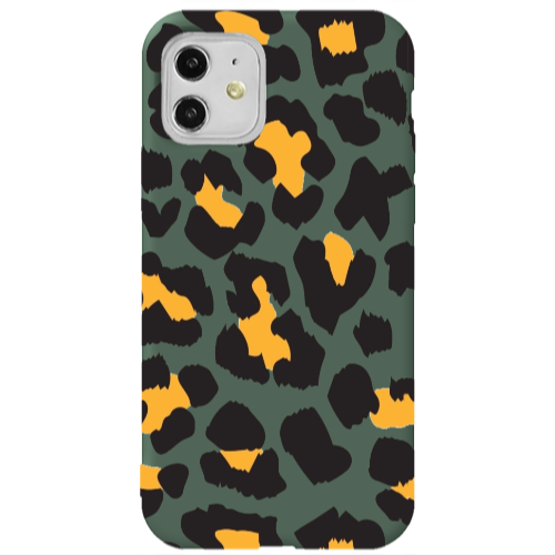 Apple iPhone 11  Yellow leopard Dark Green Colored Silicone TPU Θήκη