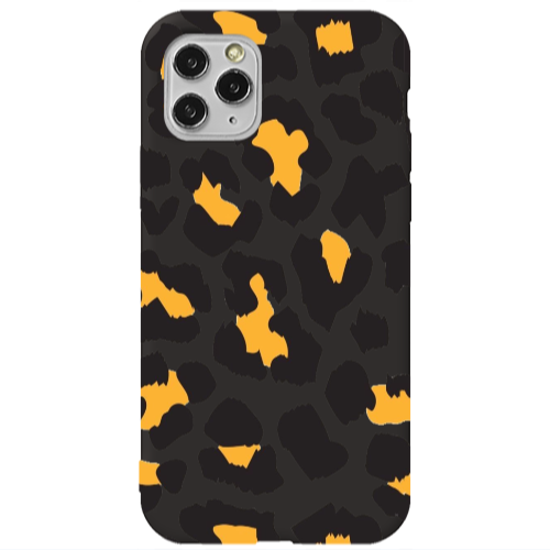 Apple iPhone 11 Pro Yellow leopard Black Colored Silicone TPU Θήκη
