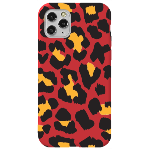 Apple iPhone 11 Pro Yellow leopard Red Colored Silicone TPU Θήκη