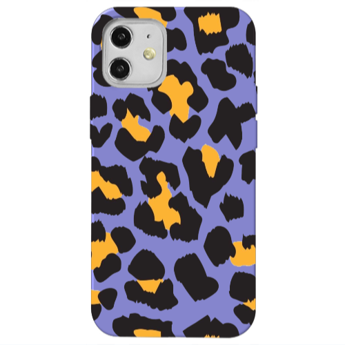 Apple iPhone 12 Yellow leopard Purple Colored Silicone TPU Θήκη