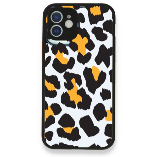 Apple iPhone 12 Yellow leopard Black Glossy Θήκη