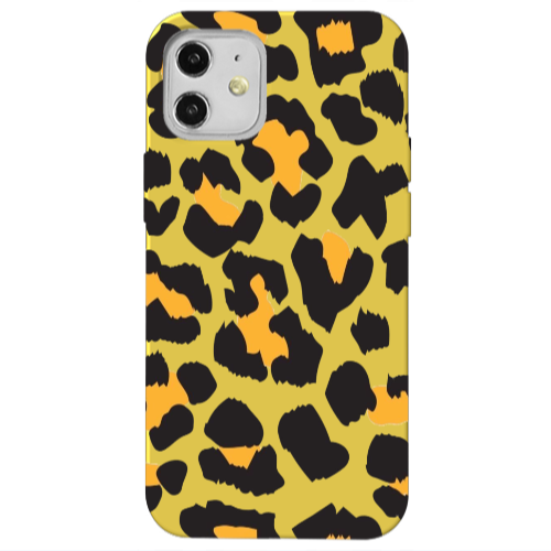 Apple iPhone 12 Yellow leopard Yellow Colored Silicone TPU Θήκη