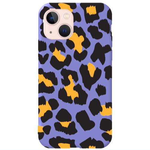 Apple iPhone 13 Yellow leopard Purple Colored Silicone TPU Θήκη