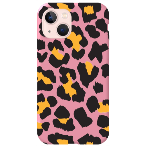 Apple iPhone 13 Yellow leopard Pink Colored Silicone TPU Θήκη