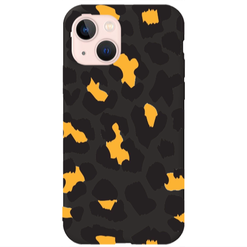 Apple iPhone 13 Yellow leopard Black Colored Silicone TPU Θήκη