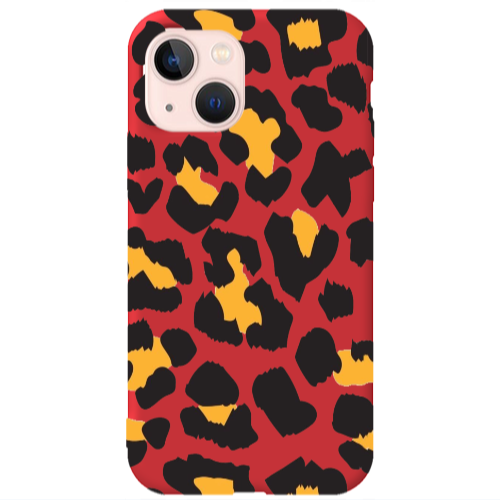 Apple iPhone 13 Yellow leopard Red Colored Silicone TPU Θήκη