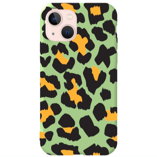 Apple iPhone 13 Yellow leopard Light Green Colored Silicone TPU Θήκη