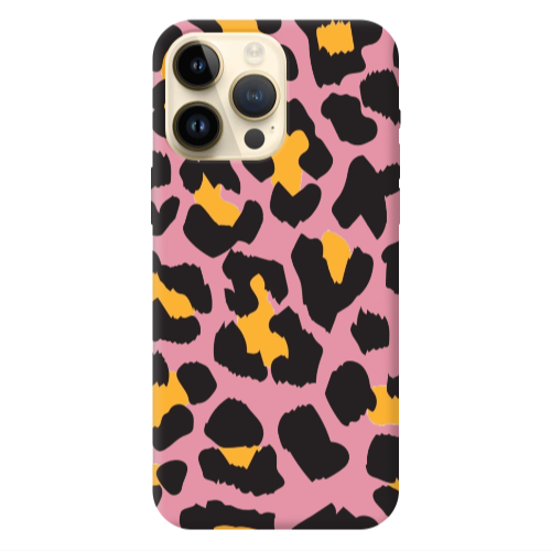 Apple iPhone 13 Pro Max Yellow leopard Pink Colored Silicone TPU Θήκη