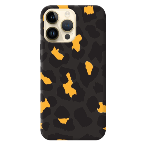 Apple iPhone 13 Pro Max Yellow leopard Black Colored Silicone TPU Θήκη
