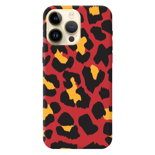 Apple iPhone 13 Pro Max Yellow leopard Red Colored Silicone TPU Θήκη