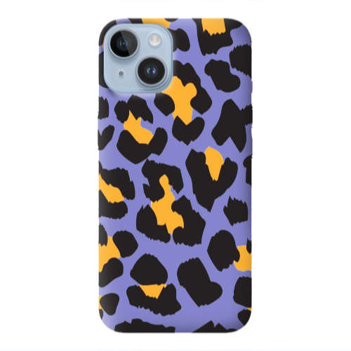 Apple iPhone 14  Yellow leopard Purple Colored Silicone TPU Θήκη