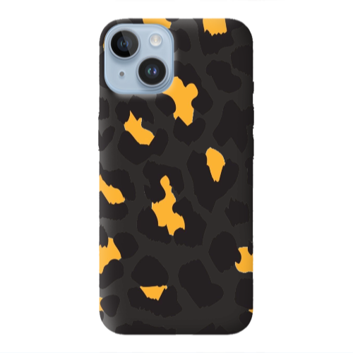 Apple iPhone 14  Yellow leopard Black Colored Silicone TPU Θήκη