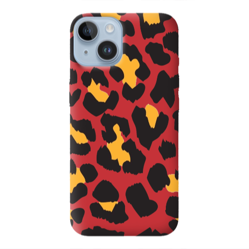 Apple iPhone 14 Plus Yellow leopard Red Colored Silicone TPU Θήκη