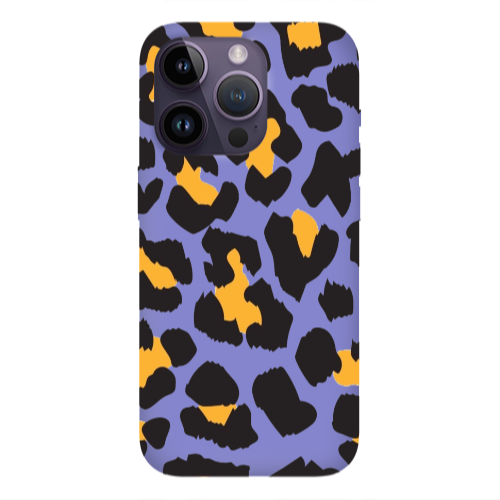 Apple iPhone 14 Pro  Yellow leopard Purple Colored Silicone TPU Θήκη