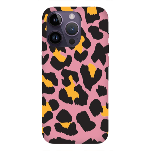 Apple iPhone 14 Pro  Yellow leopard Pink Colored Silicone TPU Θήκη