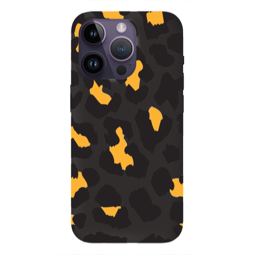 Apple iPhone 14 Pro  Yellow leopard Black Colored Silicone TPU Θήκη