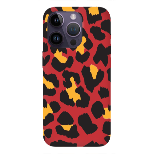 Apple iPhone 14 Pro Max Yellow leopard Red Colored Silicone TPU Θήκη