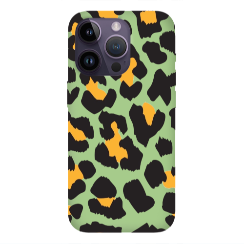 Apple iPhone 14 Pro Max Yellow leopard Light Green Colored Silicone TPU Θήκη