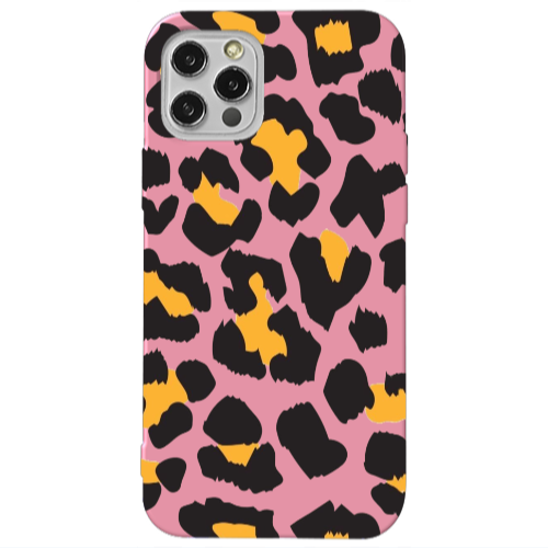 Apple iPhone 13 Pro Yellow leopard Pink Colored Silicone TPU Θήκη