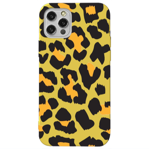 Apple iPhone 12 Pro Yellow leopard Yellow Colored Silicone TPU Θήκη