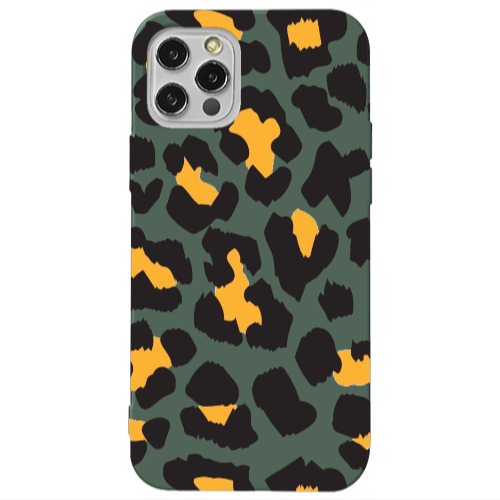Apple iPhone 12 Pro Yellow leopard Dark Green Colored Silicone TPU Θήκη