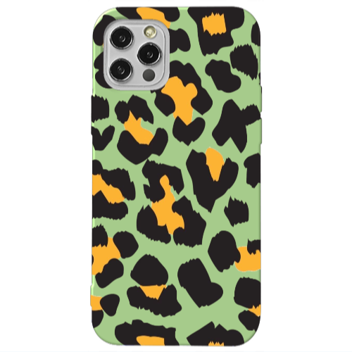Apple iPhone 12 Pro Yellow leopard Light Green Colored Silicone TPU Θήκη