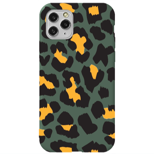 Apple iPhone 11 Pro Max Yellow leopard Dark Green Colored Silicone TPU Θήκη