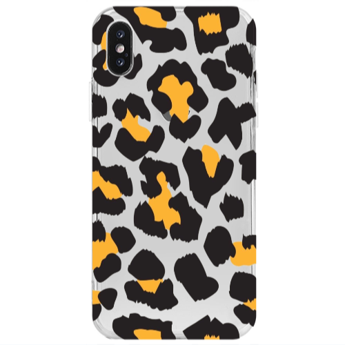 Apple iPhone Xs Yellow leopard Transparent Silicone TPU Θήκη