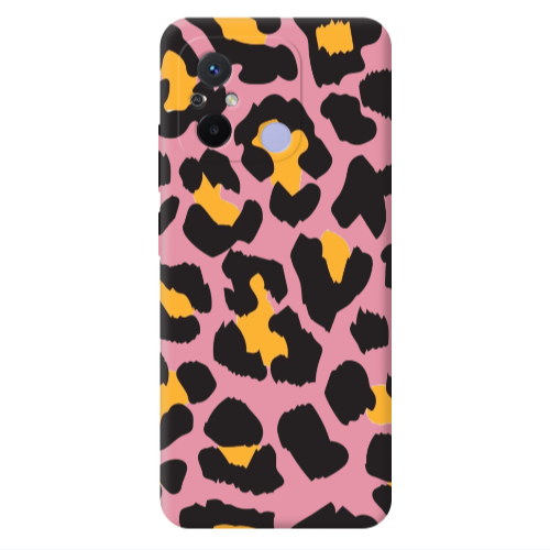 Xiaomi Redmi 12C Yellow leopard Pink Colored Silicone TPU Θήκη