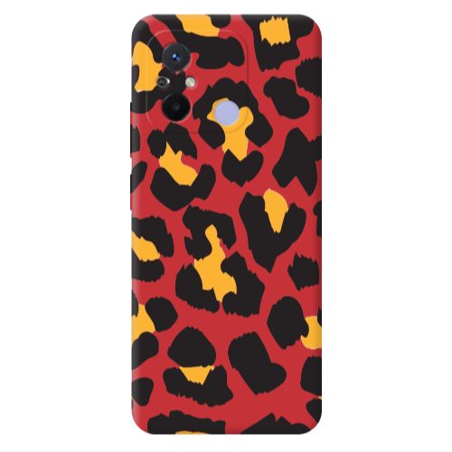 Xiaomi Redmi 12C Yellow leopard Red Colored Silicone TPU Θήκη