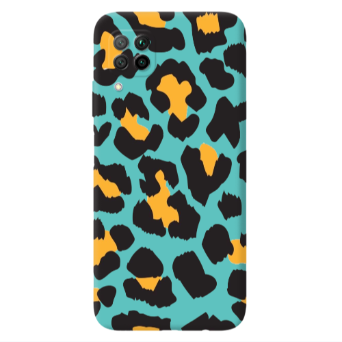 Huawei P40 Lite Yellow leopard Turquoise Colored Silicone TPU Θήκη
