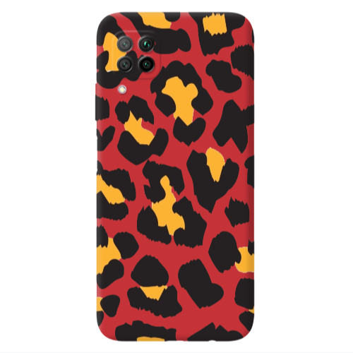 Huawei P40 Lite Yellow leopard Red Colored Silicone TPU Θήκη