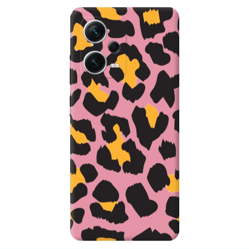Xiaomi Poco X5 Yellow leopard Pink Colored Silicone TPU Θήκη