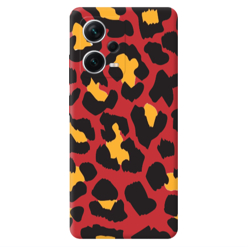 Xiaomi Poco X5 Yellow leopard Red Colored Silicone TPU Θήκη