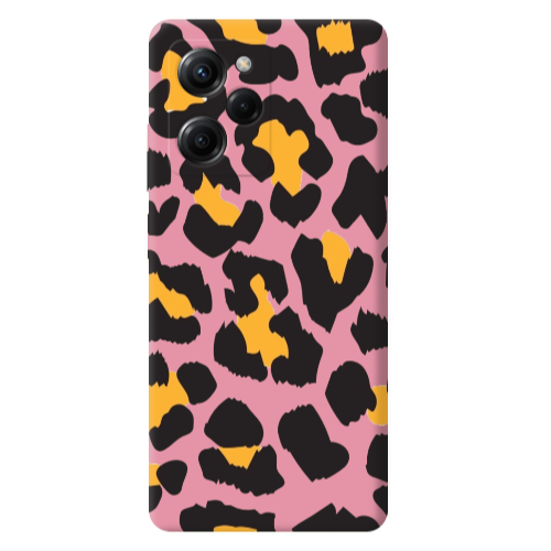 Xiaomi Poco X5 Pro Yellow leopard Pink Colored Silicone TPU Θήκη