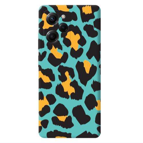 Xiaomi Poco X5 Pro Yellow leopard Turquoise Colored Silicone TPU Θήκη